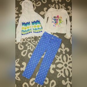 Kids Colorful Zigzag Hoodie and Graphic Top Set
